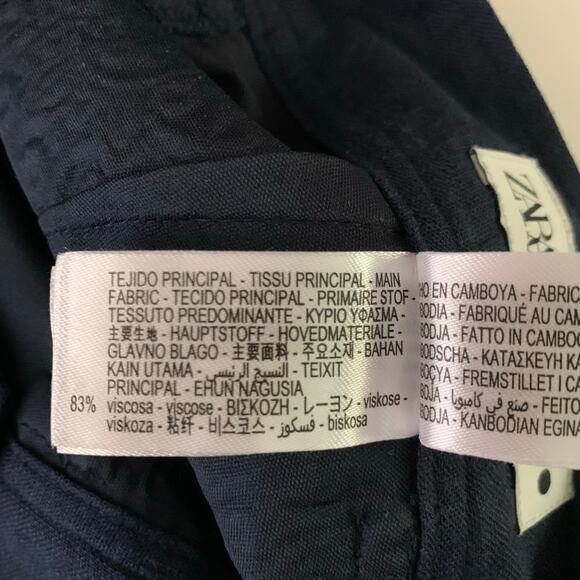 ZARA Pants Small‎ Linen Blend Culotte Embroidered Wide Leg Cropped Boho Trousers - Picture 13 of 15